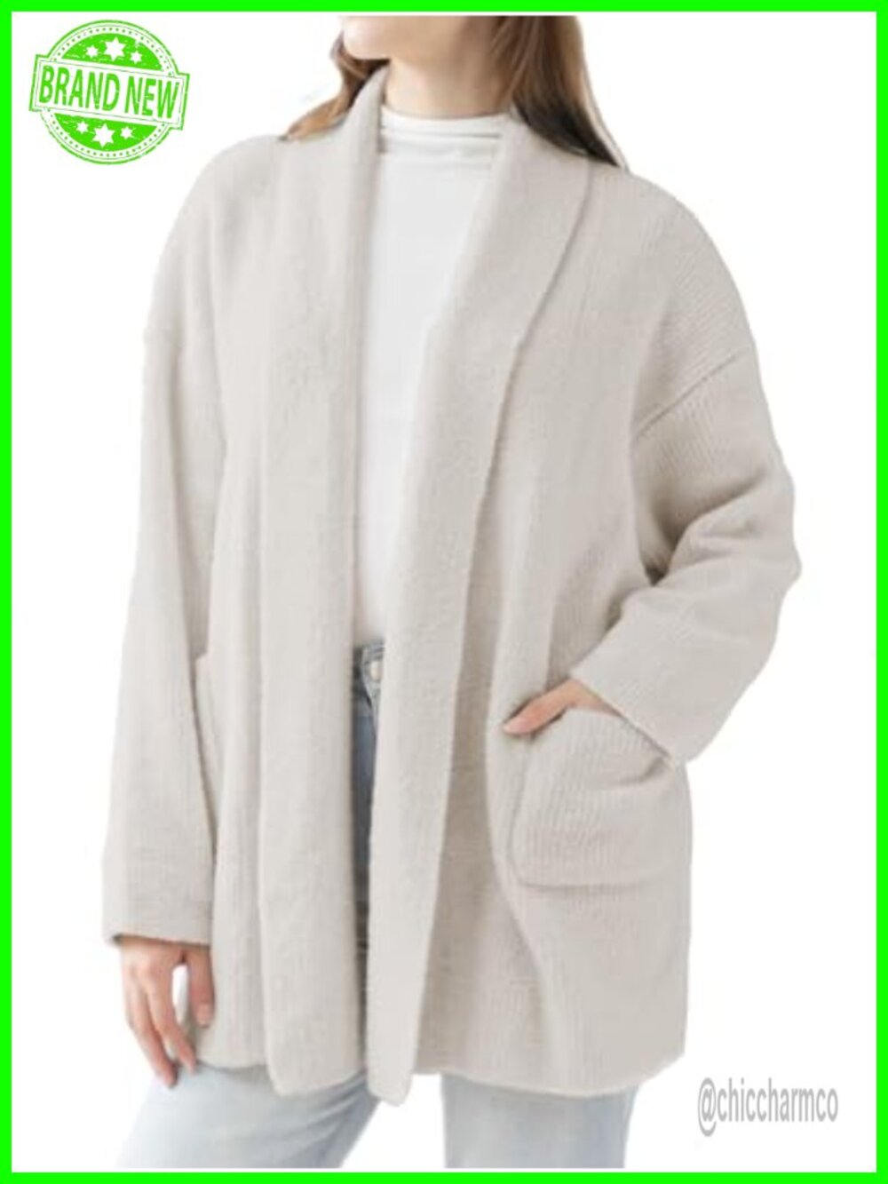 Womens Ultra Soft Oversized Ribbed Knit Open Front Cardigan Sweater